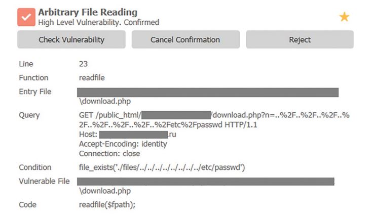 Figure 41. Example of Arbitrary File Reading detection