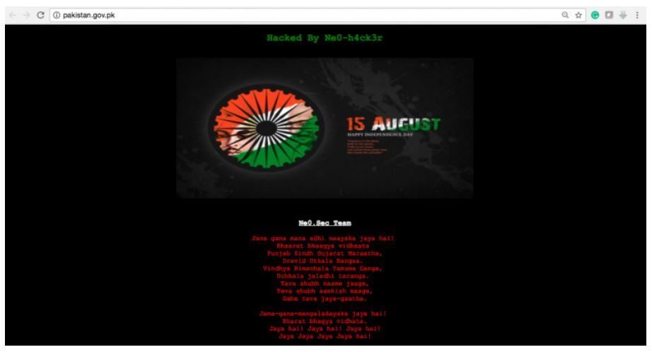 Figure 10. Deface of official Pakistani government site