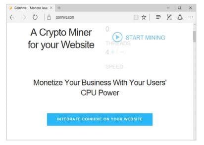 Service for embedding a crypto miner in web applications