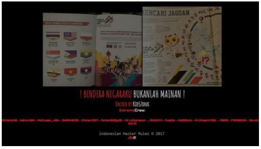 Дефейс малайзийских сайтов из-за ошибки в изображении флага Индонезии для сувенирного буклета 29-х Игр Юго-Восточной Азии