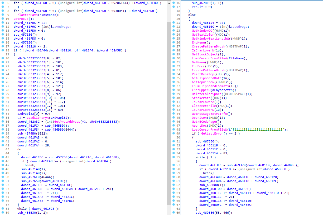 Сравнение кода в двух экземплярах разной структуры