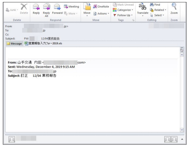 Figure 39. Email from TA505 to a Japanese retail company