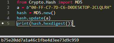 Example of hash generation