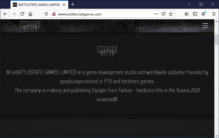 Copy of the official Battlestate Games site