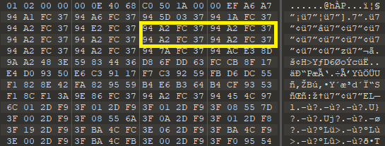 Figure 23. XOR key in encrypted data