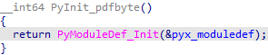 The PyInit_pdfbyte exportable function